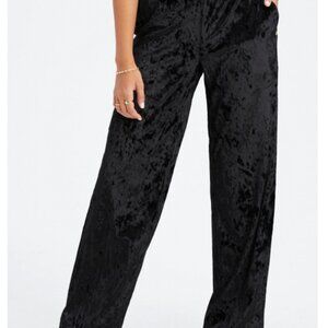 Fabletics Go-To Crushed Velour Wide Leg Pant, Black size S